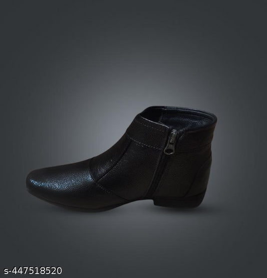 Black Leather Boot Shoes